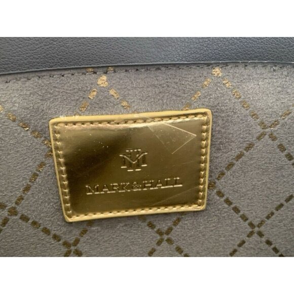 Mark & Hall Fold Over Black Faux Leather Crossbody Flap Bag Gold Rock Stud EUC - Picture 8 of 15